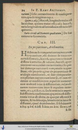 Cap. III. De proportione Arithmetica