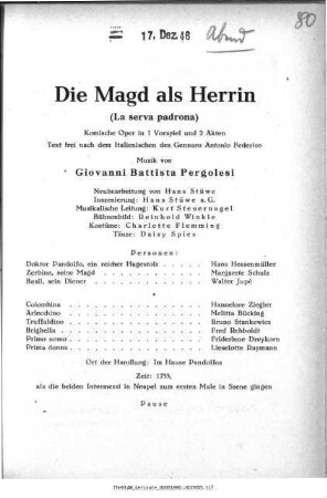 Die Magd als Herrin (La serva padrona)