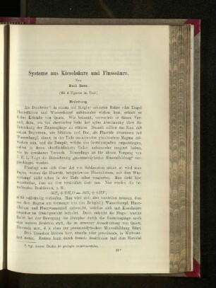 Systeme aus Kieselsäure und Flusssäure