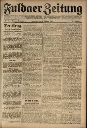 Erste Ausgabe vom Samstag, den 16. Januar 1915.