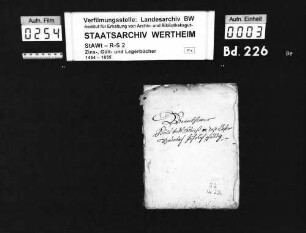 Wenkheimer Gült und Zins, in das Kloster Bronnbach jährlich schuldig