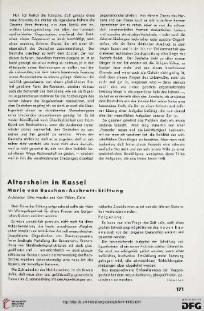 7: Altersheim in Kassel : Marie von Boschan-Aschrott-Stiftung; Architekten Otto Haesler und Karl Völker, Celle