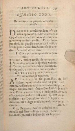 Quaestio XXXV. De acedia, in quatuor articulos divisa.