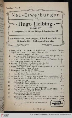 Kupferstiche, Radirungen, Schabkunstblätter, Holzschnitte, Lithographien etc. (Nr. 1 - 612)
