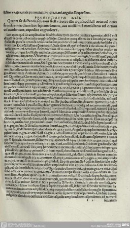 PRONUNCIATUM XLII. Quanta sit distantia solis aut stellae a vero illo aequinoctiali ortu vel occasu versus meridiem sive septentrionem, aut vicissim a meridiano ad ortum vel occidentem, expedite cognoscere.