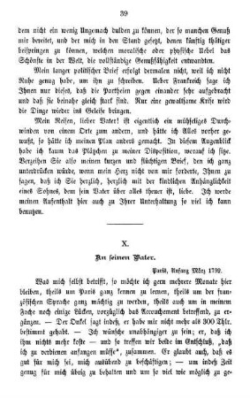 X. An seinen Vater.