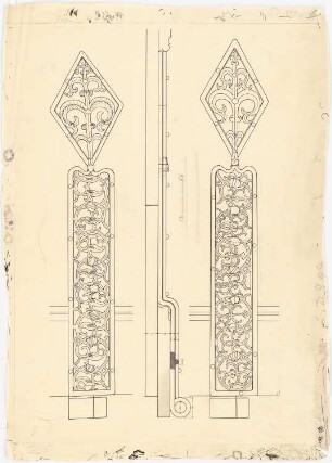 Rathaus, Alsfeld: Türbeschläge Ansicht, Profil 1:1 (wie Inv.Nr. 5502)