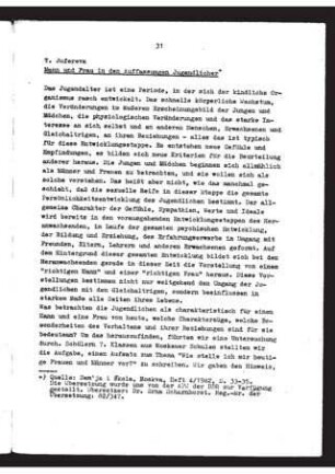 Mann und Frau in den Auffassungen Jugendlicher