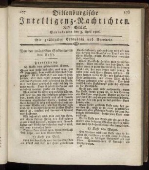 XIV. Stück... den 5. April 1806 - XVII. Stück... den 26. April 1806.