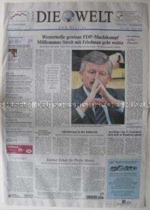 Tageszeitung "Die Welt" u.a. zum "Machtkampf" in der FDP und zur Fußball-Weltmeisterschaft