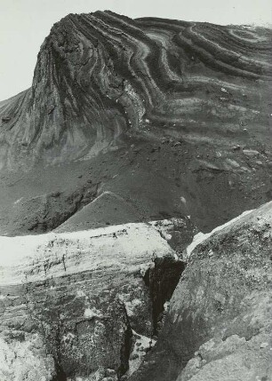 Braunkohleabbau, Bornaer Revier, Grube Adelheid, eisgestauchtes Flöz