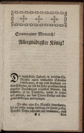 Souverainer Monarch! Allergnädigster König!