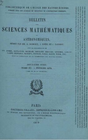Tome III. Février 1879.