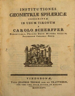 Institutiones Geometricae Sphaericae : Conscriptae In Usum Tironum