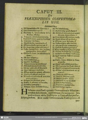 Caput III. De Praescriptionis Conventionalis Usu