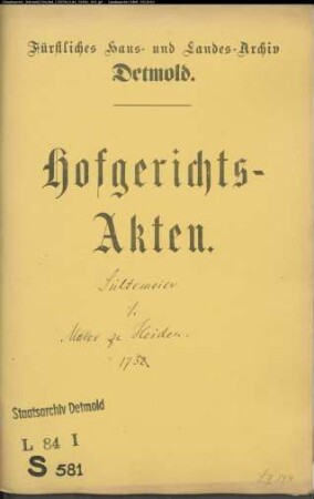 Sültemeier gegen Müller zu Heiden, Schlinkjohann u. a. - Schuldforderung