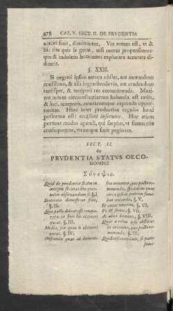 Sect. II. de Prudentia Status Oeconomici.