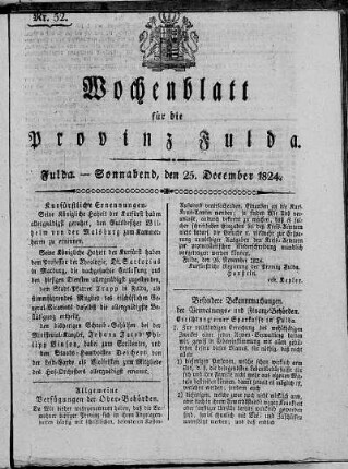 Nr. 52, Ausgabe vom 25. Dezember 1824