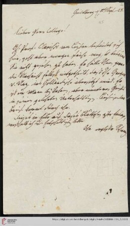 Korrespondenz Friedrich Heinrich Christian Schwarz / Carl Ullmann: Brief von Friedrich Heinrich Christian Schwarz an Carl Ullmann