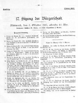 17. Sitzung der Bürgerschaft.