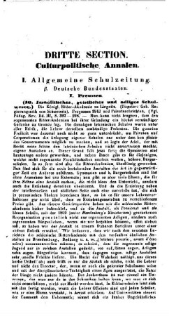 Culturpolitische Annalen : dritte Section