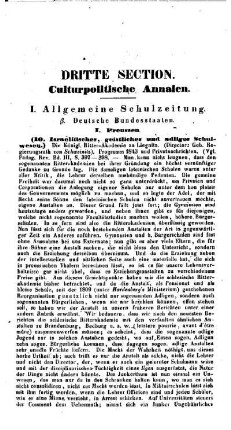 Culturpolitische Annalen : dritte Section