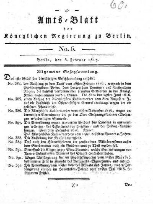 No. 6, 5. Februar 1816