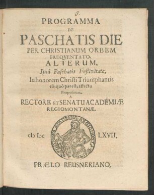 2: Programma De Paschatis Die Per Christianum Orbem Frequentato