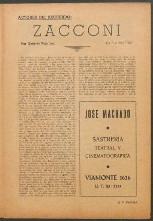 Zacconi : Actores del Recuerdo - De "La Nacion"