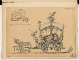 Bestattungswagen Monatskonkurrenz April 1891: Aufriss Seitenansicht 1:20; Maßstabsleiste