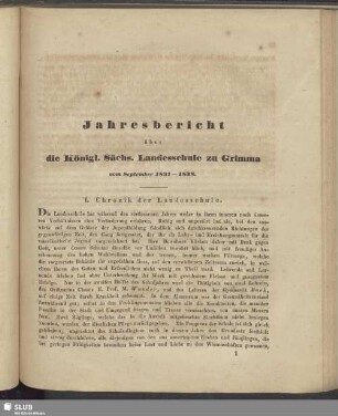 Jahresbericht über die Königl. Sächs. Landesschule zu Grimma vom September 1837-1838