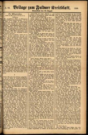 Zweite Ausgabe vom Samstag, den 22. August 1896.