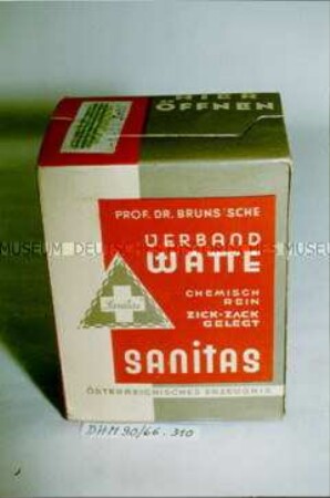 Packungen mit "Prof. Dr. Bruns'sche Verband Watte" von Sanitas