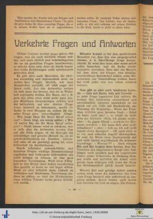Verkehrte Fragen und Antworten.