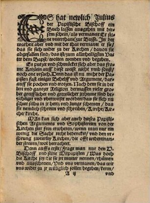 Auff die Vermanung Julij des Bepstlichen Bischoffs, darin er die Euangelischen vermanet, das sie sich wider zur Bepstischen Synagoga bekeren wolten : Antwort M. Flacij Jllyricj