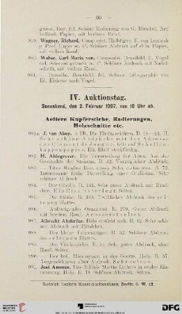 IV. Auctionstag (Nr. 981a-1345)