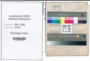 Entnazifizierung Franz Pennings , geb. 09.08.1905 (Kaufm.Angestellter)