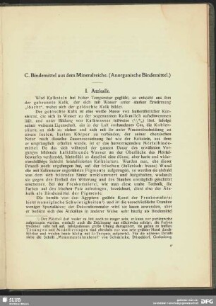 I. Ätzkalk.
