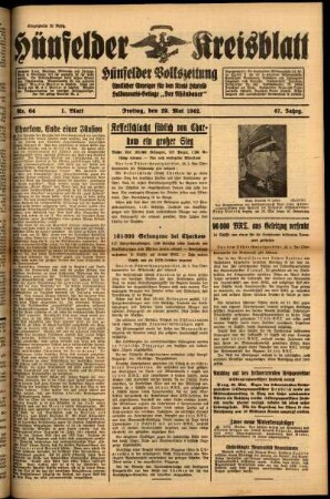 Erste Ausgabe vom Freitag, den 29. Mai 1942.