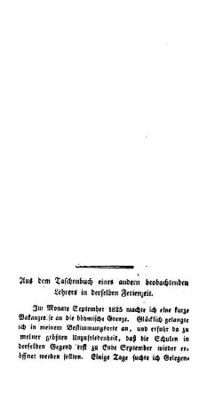 Aus dem Taschenbuch eines andern beobachtenden Lehrers in derselben Ferienzeit