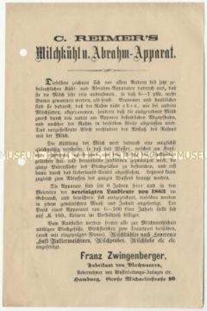 Milchkühl- und Abrahm-Apparat