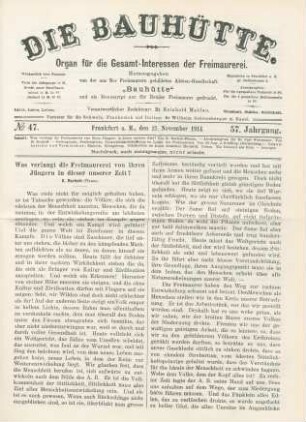 No. 47. Frankfurt a. M., den 21. November 1914. 57. Jahrgang.