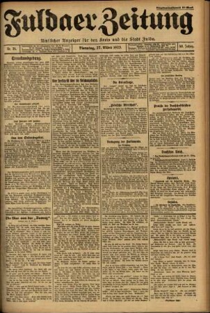 Ausgabe vom Dienstag, den 27. März 1923.