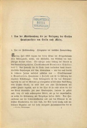 Im großen Hauptquartier 1870/71 : persönliche Erinnerungen