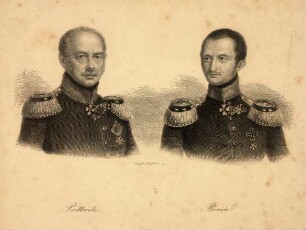 Hüssener, Auguste: Porträts Karl von Prittwitz und Eduard von Bonin (Andruckbogen)