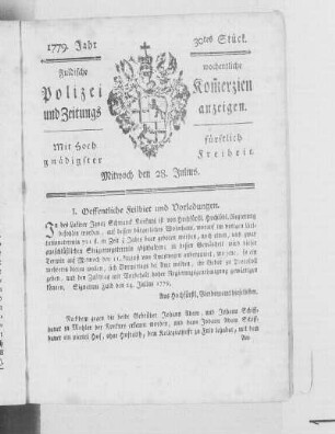 30tes Stück., Ausgabe vom 28. Juli 1779