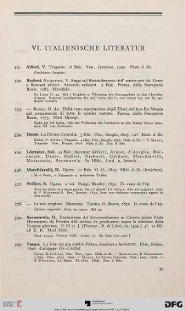 VI. Italiensiche Literatur (Nr. 531-540)