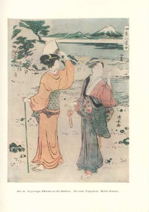 Kiyonaga: Mädchen an der Seeküste. Teil eines Triptychons. British Museum