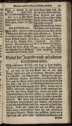 Gebet der Jugend / nach gehaltener Catechismus-Lehre
