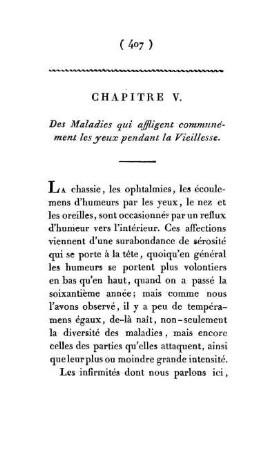 Chapitre V. Des Maladies qui affligent communément les yeux pendant la Vieillesse.